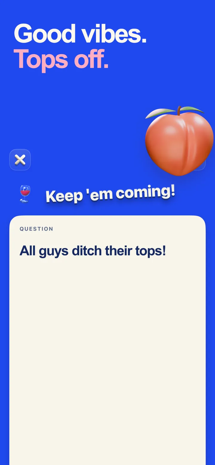 Sesh promotional artwork with the headline Good vibes. Tops off. and a group challenge.